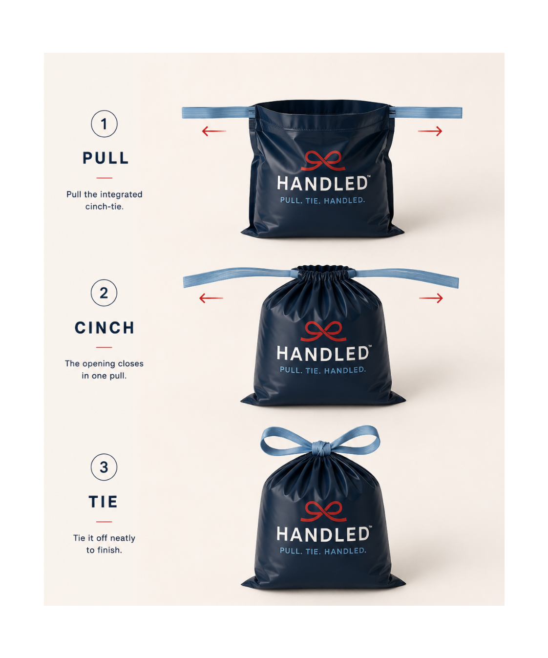 HANDLED cinch-tie closure